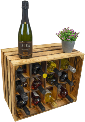 Kistenkolli Altes Land Flaschenregal Henry Geflammt Maße ca. 50x40x30cm Flaschenablage Weinregal Holz/Wine Rack stapelbar schmal (Geflammt) Angebot bei HelloDeals