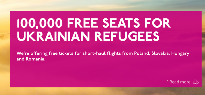100.000 kostenlose Flüge für ukrainische Geflüchtete