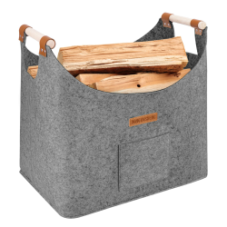XL Brennholzkorb Filzkorb Extra dicker Filz und verstärkter Griff | Faltbarer Holzkorb Filztasche für Einkauf, Holz, Zeitung oder Brennholz(Grau) Angebot bei HelloDeals