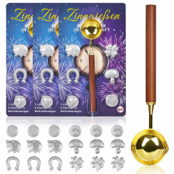 iZoeL Zinngießen Silvestergießen mit 18 Zinnfiguren 3 Löffel Anleitung Orakelheft, Zinn Giessen Silvester, 3 Zinn Set zu gießen für Silvester Partyspiele Silvesterbrauch Wahrsagerei-Partyspiel Angebot bei HelloDeals