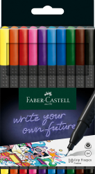 Faber-Castell 151610 Box mit 10 Grip Finelinern, 0,4mm Fineliner Stifte mit ergonomischem Griff, Zeichnungs- und Faserstifte mit feiner Spitze für Erwachsene, Lebendige farbige Kunststifte 10 stück (1er Pack) Basic Angebot bei HelloDeals