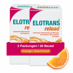 ELOTRANS reload - isotonische Elektrolyt-Glucose-Mischung - Nahrungsergänzungsmittel mit Magnesium, Kaliumchlorid, Cholin und B-Vitaminen - 2 x 15 Beutel, Big Pack Angebot bei HelloDeals