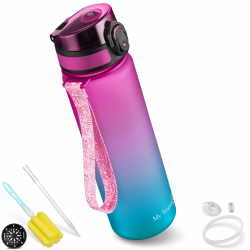 My Vesperbox – Minny - Kinder Trinkflasche auslaufsicher – 500ml – mit Strohhalm oder Sieb - leichte Tritan Wasserflasche - BPA frei - für Kindergarten, Schule (Lila - Blau 500ml) 500 ml Blau - Lila Angebot bei HelloDeals