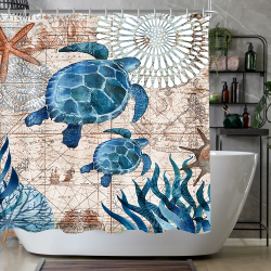 Lerores Duschvorhang 180x200 cm Meeresschildkröte,Beschwerter Saum Antischimmel,Wasserabweisend,Waschbar Polyester Stoff Badevorhänge mit Ösen und 12 Duschvorhangringe für Badezimmer,Badewanne Multi 122 H200 x B180 cm (1er Pack) Angebot bei HelloDeals
