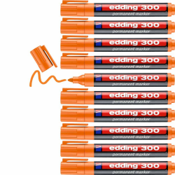 edding 300 Permanentmarker - orange - 10 Stifte - Rundspitze 1,5-3 mm - wasserfest, schnell-trocknend - wischfest - für Karton, Kunststoff, Glas, Holz, Metall, Glas 05: 10 Stifte - Orange Angebot bei HelloDeals