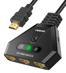 HDMI Verteiler HDMI Switch 4K, UHD HDR Automatische HDMI Splitter 3 in 1 Out, HDMI Switcher UnterstüTzt 4K/3D/HDR/Hd/1080P, Xbox, PS5/4/3, Blu-Ray, Fire TV Stick, HDTV und AppleTV Angebot bei HelloDeals