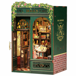 CUTEBEE Book Nook Kit - DIY Miniature House,Puppenhaus Miniatur Haus Selber Baue Bausatz mit Staubschutzhülle und LED-Licht,Booknook Library Modellbausätze für Erwachsene zu Bauen(Owl Bookstore) A Owl Bookstore Angebot bei HelloDeals
