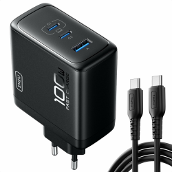 INIU 100W USB C Ladegerät, GaN 3-Ports Schnellladegerät mit USB C Kabel, PD 3.0 Mehrfach Netzteil für MacBook iPad Pro Air, iPhone 16 15 14 Pro Max Plus, Galaxy S24 S23 Ultra, Steam Deck, Google usw Schwarz Angebot bei HelloDeals