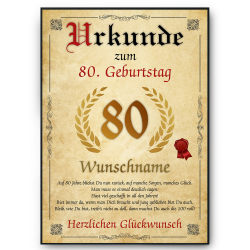 Tigerlino® Personalisierte Urkunde zum 80. Geburtstag Geburtstagsurkunde Jahrgang 1944 Geschenk Männer Frauen 80 Jahre Geburtstagsgeschenk Geburtstagskarte 80. Geburtstag Geschenkidee personalisierbar Angebot bei HelloDeals