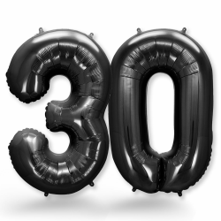 FUNXGO® folienballon 30 Schwarz - Riesenzahl Ballon ca.100 cm - fliegt mit Helium - Luftballon Zahl 30 - Zahlen Ballon 30 - zum 30. Geburtstag, Hochzeit, Jubiläum, Fest, Party - Ballon 30 Schwarz Schwarz Number 30 Angebot bei HelloDeals
