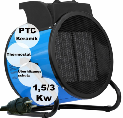 ALLEGRA Elektroheizer Heizlüfter Bauheizer 3KW Keramik Heizstrahler 3000 Watt Elektroheizgebläse elektrisch Heizgerät mit Thermostat mit 3 Heizstufen Elektroheizung Heizgebläse für Innen- Außeneinsatz Angebot bei HelloDeals