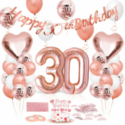Luftballon 30. Geburtstag Roségold, Geburtstagsdeko 30 Jahr, Ballon 30. Geburtstag, Riesen Folienballon Zahl 30, Happy Birthday Folienballon 30, Ballon 30 Deko zum Geburtstag Frauen Angebot bei HelloDeals