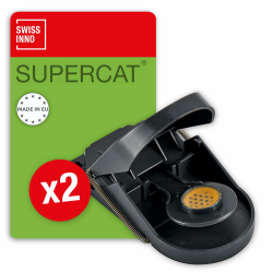 SWISSINNO Mausefalle SuperCat: Effizient + wiederverwendbar mit ungiftigem Lebensmittel-Köder. Sofort fangen und töten. Für Innen- + Außen. Sicher für Kinder + Haustiere. Made in EU: 2x Fallen 2 Falle Angebot bei HelloDeals