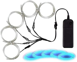 Balabaxer EL-Draht Eisblau, Noise Reduction Neonlichter Draht 5 in 1 Meter, Elektrolumineszenzdraht für Halloween, Weihnachtsfest, DIY Dekoration. Angebot bei HelloDeals