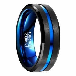 NUNCAD Ring Herren/Damen Wolframcarbid 4mm 6mm 8mm 10mm Men Fashion Schmuck Ehering Verlobungsringe Paar Freundschaftsring Schwarz Blau Gold Rosegold Größe 47 bis 80 (15-25.4) Blau-Schwarz (8mm) 60.0 (19.1) Angebot bei HelloDeals