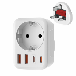 Reiseadapter UK Adapter England Deutschland Stecker mit 1 AC & 2 USB-C & 2 USB-A(3.4A), Reisestecker Typ G Steckdose UK Auf DE EU Steckdosenadapter für England, Irland, Malta, Malediven Stckdosen usw 1 PACK Angebot bei HelloDeals