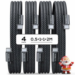 LISEN 60W USB C Kabel, [4er Pack, 0,5M 1M 1M 2M] USB C auf USB C Kabel Set, PD 3.0 Schnellladekabel USB C für iPhone 16 Ladekabel, iPad Air/Pro, iPhone 15, Samsung Galaxy, Xiaomi, Huawei, OnePlus 0.5M+1M+1M+2M black Angebot bei HelloDeals