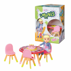 BABY born Minis Geburtstags-Spielset mit Minis-Puppe Lea, Geburtstagstisch und Stühlen, 906170 Zapf Creation, Weiß Happy Birthday Angebot bei HelloDeals