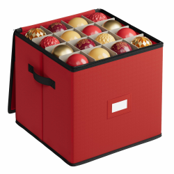 SONGMICS Aufbewahrungsbox für Weihnachtsdeko, Weihnachtskugeln Aufbewahrung, 64 Fächer je 7,6 cm, stapelbar, mit Deckel, Reißverschluss, verstellbare Trennwände, Vliesstoff, kirschrot RFB036R01 Angebot bei HelloDeals