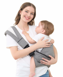 GAGAKU Kindertrage Seitlich Babytragetuch Trage Baby mit Rutschfestem Hüftsitz Tragetuch Kleinkind Hüfttrage Kleinkindtrage Ergonomischer Tragehilfe Babytrage ab 6 monate (6.4-20 kg) - Grau 01_Grau Angebot bei HelloDeals