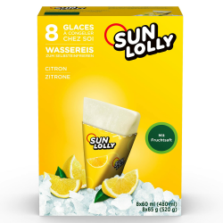 Sun Lolly Wassereis Zitrone 8 Stk | Mit Fruchtsaft | Zum Selbsteinfrieren | Ohne künstliche Aromen | Frei von Süßungsmittel | Laktosefrei | Glutenfrei | 8 x 60ml 480ml Angebot bei HelloDeals