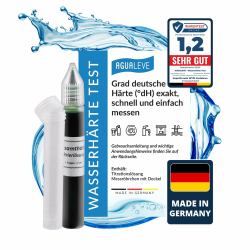 AGUALEVE Wasserhärte Test - Die Nr. 1 - Deutsche Grad Härte (°dH) schnell und einfach messen - misst exakt bis 25 °dH - Made in Germany - 25 – 200 Messungen, je nach Härte - 1x 15ml Angebot bei HelloDeals