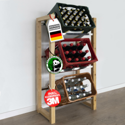 KARAT Getränkekistenregal für 3 Kisten aus Bambus & Edelstahl, stabiles und Robustes Wasserkistenregal, Bierkistenregal, Kistenständer, Getränkeschrank, Getränkeregal (Flash) Angebot bei HelloDeals