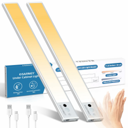 EGARNGY Schrankbeleuchtung, Schranklicht Mit Bewegungsmelder, Led Schrankbeleuchtung Mit 30cm, 120 Led, 3 Farben, 2200 mah-akkus, Schrankbeleuchtung Kabellos für küche, schranklampen, schränke Silbrig 30cm/2 pcs Angebot bei HelloDeals