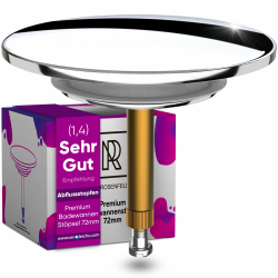 M. ROSENFELD HOME Badewannenstöpsel Universal Ø 72 Premium - Stöpsel Badewanne Chrom aus Messing mit Doppel Dichtung - Rostfrei Badewannen Stöpsel Verschluss Badezimmer zubehör 1x Chrom Badewannenstöpsel Angebot bei HelloDeals