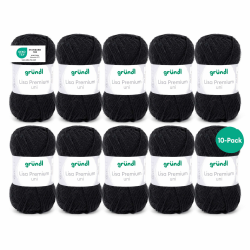 Gründl Wolle Lisa Premium Uni - 10 x 50g - Strickgarn - Häkelgarn - 100% Polyacryl - Superweich & Pflegeleicht - Nadelstärke 3,5-4,5 - Schwarz Angebot bei HelloDeals