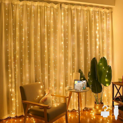 Bigzom Lichterketten Vorhang,Lichtervorhang Innen Außen 2x2m Lichterkette USB 200 LEDs IP65 Wasserdicht Lichterkette Vorhang mit 10 Haken für Valentinstag,Ramadan,Hochzeit,Weihnachten (Warmweiß) Warmweiß-2m Lichterketten Vorhang Angebot bei HelloDeals