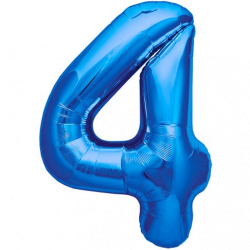 Luftballon 4. Geburtstag Zahl 4 Blau XXL Riesen Folienballon 100cm Geburtstagsdeko Jungen Ballon Zahl Deko zum Geburtstag. Fliegt mit Helium. Angebot bei HelloDeals