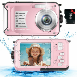 Unterwasserkamera wasserdichte Kamera mit 32GB Karte Unterwasserkamera 30MP 1080P wasserdichte Digitalkamera zum Schnorcheln 16X digitaler Zoom YSUP012PK02 Angebot bei HelloDeals