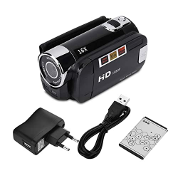 ASHATA Videoaufzeichnungs-Camcorder, Full HD 270 ° Drehung 720P 4X High Definition Digital Camcorder Video-DV-Kamera mit 270 ° Drehung 2,4 Zoll-LCD-Bildschirm(Schwarz) Angebot bei HelloDeals