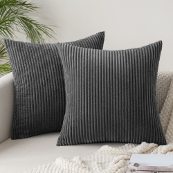 SLOZZI 2er Set Kordsamt Kissenbezug Dunkelgrau 40x40cm Kissenbezüge Kissenhülle Sofakissen Dekokissenbezug Couchkissen Weich für Sofa Schlafzimmer Wohnzimmer Balkon 40 x 40 cm, 2 Stück Dunkelgrau Angebot bei HelloDeals