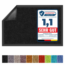 Floordirekt Schmutzfangmatte Rhine - waschbare & leistungsstarke Fußmatte - Sauberlaufmatte mit Rutschfester Rückseite - Türmatte für den Eingangsbereich (Schwarz, 90 cm x 150 cm) Schwarz 90 cm x 150 cm Angebot bei HelloDeals