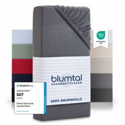 Blumtal® Basics Spannbettlaken 180x200cm Jersey - Bettbezug 180x200 cm aus 100% Baumwolle - Oeko-TEX zertifiziertes Spannbetttuch 180x200cm - Matratzenbezug - Bed Sheets 180x200 - Bettbezug - Grau 180 x 200cm Matratze Grau 1 Angebot bei HelloDeals