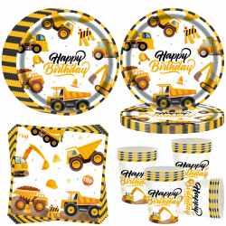 Baustelle Partygeschirr für 16 Gäste,Bagger Partyteller Geburtstag Geschirr,Baustelle Pappteller Becher Servietten,Technik Fahrzeug Partygeschirr für Junge Mädchen Kindergeburtstag Deko Bagger-A Angebot bei HelloDeals