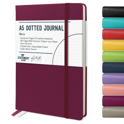 STATIONERY ISLAND Bullet Dotted Journal, Notizbuch A5 Dotted, 180 Seiten Premium 120 g/m² Papier, Hardcover Journal Dotted, Notizbuch Gepunktet Beere Angebot bei HelloDeals