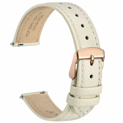 WOCCI Grace Uhrenarmband, Top Grain Leder, Schnellverschluss, Ersatzbänder, Edelstahlschnalle, Bandbreite 12mm 13mm 14mm 15mm 16mm 18mm 20mm Beige (Rosegoldener Schnalle) 18mm Angebot bei HelloDeals