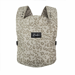 ROOKIE Babytrage Premium - Design Bauchtrage bequem und ergonomisch - Für Neugeborene ab Geburt bis 15kg - Baby Trage aus Bio Baumwolle (Leopard Beige) Angebot bei HelloDeals