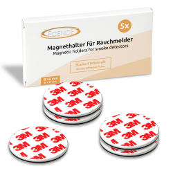 ECENCE Rauchmelder Magnethalter 5 Stück selbstklebende Magnethalterung für Rauchmelder Ø 50mm schnelle & sichere Montage ohne Bohren und Schrauben für alle Feuermelder und Rauchwarnmelder 5x Angebot bei HelloDeals