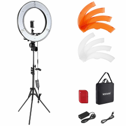 NEEWER Ringlicht mit Stativ Set: 18 Zoll/45cm Außen 55W 5600K Dimmbare LED Ringleuchte mit Bluetooth Fernbedienung für Handy/Kamera für YouTube TikTok Self Porträt Foto, Tätowierer, Make up, Salons RL-18 Angebot bei HelloDeals