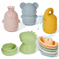 ATAUSD 9 Stück Badewannenspielzeug, Badespielzeug Silikon Badewanne Spielzeug, Baby Badewannenspielzeug Spritztiere Boot Wasserspielzeug Geschenke für Babys Kleinkinder, Tiere 9 Stück(Tiere) Angebot bei HelloDeals