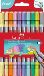 Faber-Castell 151112 - Filzstifte Set Pastell, 10 Doppelfasermaler für Kinder und Erwachsene Pastellfarben 10 Buchstabendruck Angebot bei HelloDeals