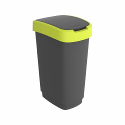 Rotho Twist Mülleimer 50l mit Deckel, Kunststoff (PP recycelt) , schwarz/gelb, 50l (40.1 x 29.8 x 60.2 cm) Angebot bei HelloDeals
