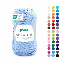 Gründl Wolle Cotton Quick uni Garn zum Stricken & Häkeln aus 100% Baumwolle, 1 Knäuel 50 g / 125 m, Häkelgarn/Strickgarn, Himmelblau Angebot bei HelloDeals