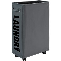 DOKEHOM 25-Inches Großen Faltbare Wäschekörbe mit Rad, Zusammenklappbaren Wäschesäcke, Kleider Tasche (Dunkelgrau, M) EINWEG Dunkelgrau/M Slim Plus 25" Angebot bei HelloDeals