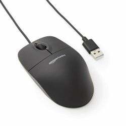 Amazon Basics - Optische Maus mit 3 Tasten und USB-Anschluss für Windows und Mac OS X, 1 Stück, Schwarz Angebot bei HelloDeals