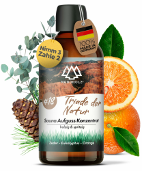NORDHOLZ® Saunaaufguss [54 Sorten 15ml, 100ml, 250ml] - Sauna Aufgussmittel für intensive & erholsame - Sauna Zubehör (#18 Triade der Natur, 100ml) 100ml #18 Triade der Natur Angebot bei HelloDeals